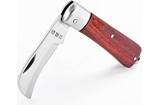 Нож для резки кабеля Sata деревянная рукоятка, загнутый, складной 3110