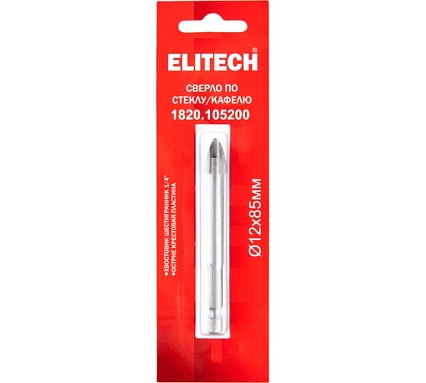 Сверло по стеклу, кафелю (12х85 мм) Elitech 1820.105200 193829