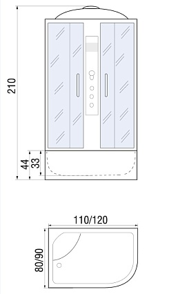 Душевая кабина River Dunay 120/90/44 ТН 10000003134 120x90 хром, тонированное L