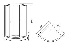 Душевой уголок Agger A01-080TCR 80x80 прозрачный, четверть круга