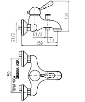 Смеситель для ванны Rav Slezak Labe L554.5SM