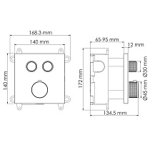 Смеситель для душа WasserKRAFT Wern 4248 Thermo на 2 выхода, никель