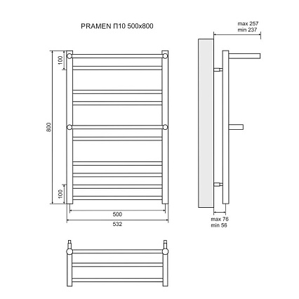 Полотенцесушитель водяной Lemark Pramen LM33810 П10 50x80