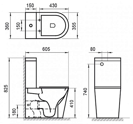 Унитаз-компакт BelBagno Flay-R BB2149CPR/BB2149T безободковый