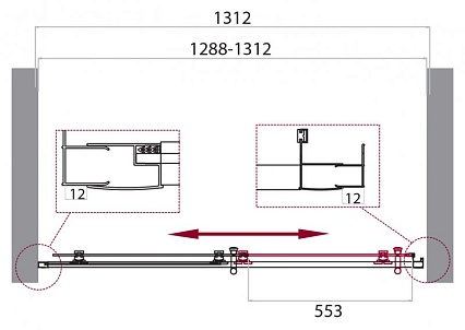 Душевая дверь BelBagno UNO-195-BF-1-130-P-Cr 130x195 рифленая