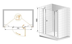 Душевая дверь Cezares ELENA-W-B-13-90+60/30-C-Cr 175x195, прозрачная