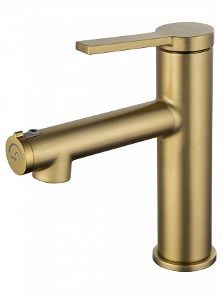 Смеситель для раковины Wonzon&Woghand WW-H1017-BG функция полоскания, брашированное золото