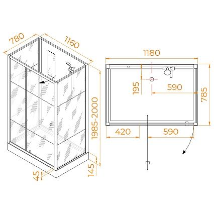 Душевая кабина RGW AN-207B 80x120 черный профиль