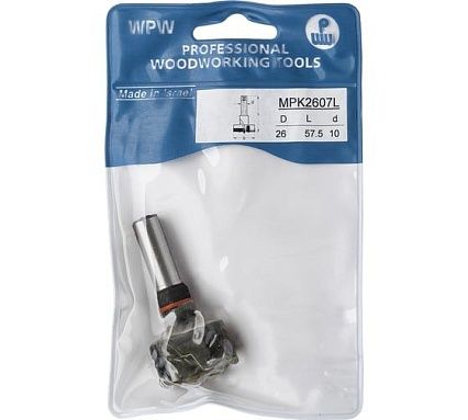 Сверло чашечное левое под мебельную петлю (26х57.5 мм; хвостовик 10 мм присадка) WPW MPK2607L