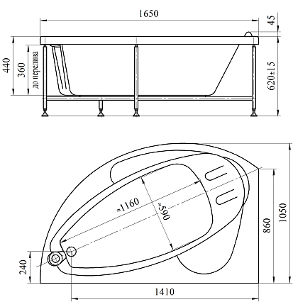 Акриловая ванна Ваннеса Варна 165х105 L/R
