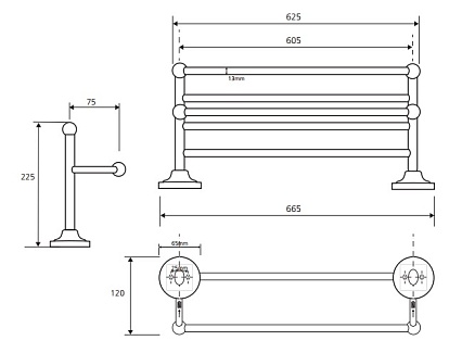 Полка Bemeta Retro 144202098 66 см, хром, золото