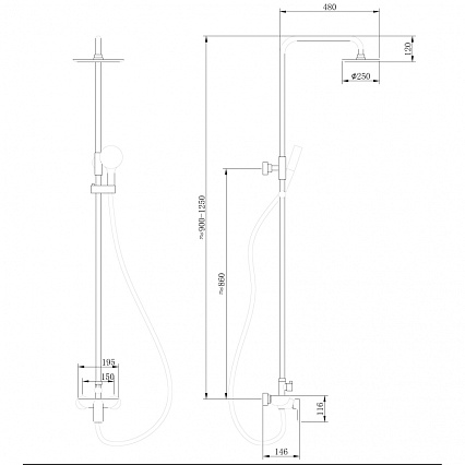 Душевая стойка Abber Weiss Insel AF8020B черный матовый