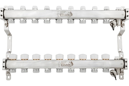 Коллекторная группа Essan GROUP803 нержавейка, 1"x3/4" EK 9 выходов, без расходомеров 180322509-77