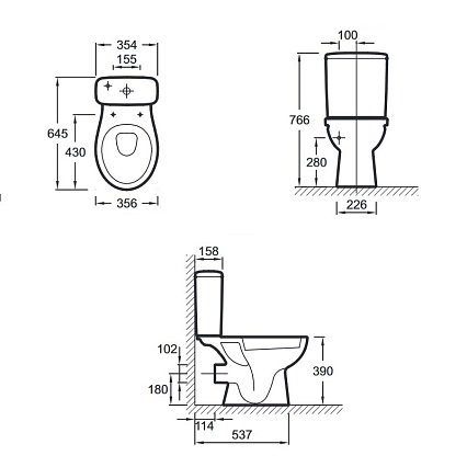 Унитаз-компакт Jacob Delafon Patio UJV102-00 с бачком ETB212-00