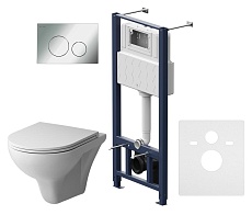 Подвесной унитаз Am.Pm Gem IS49051.901700 с сиденьем микролифт, инсталляцией и клавишей хром