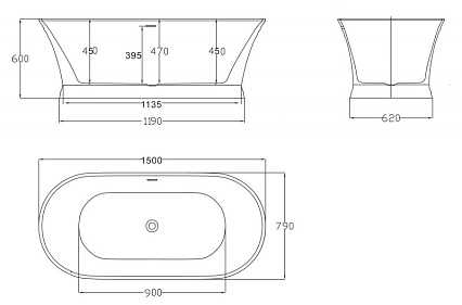 Акриловая ванна BelBagno BB402 150x79 белый