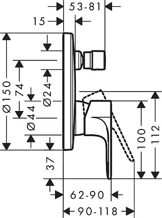 Смеситель для душа Hansgrohe Rebris E 72468000 (внешняя часть) хром