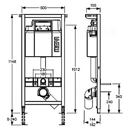 Инсталляция для унитаза MEPA VariVIT A31 512318, с кнопкой