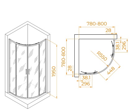Душевой уголок RGW Passage PA-52 80x80 прозрачное, хром 03085288-11