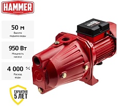 Насос садовый Hammer NAC900JET 900Вт, 4000л/ч, высота 50м, глубина 9м 641205