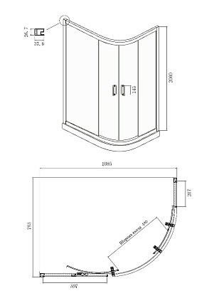 Душевой уголок Ambassador Kingston 110x80 14011110 прозрачный, хром