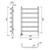 Полотенцесушитель электрический Domoterm Стефано П6 400x600 EL, ТЭН слева , хром