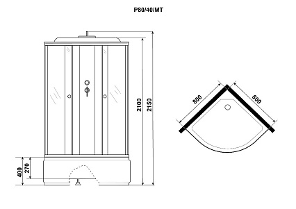 Душевая кабина Niagara Promo P80/40/MT 80x80 стекло матовое, без г/м