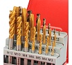 Набор машинных метчиков H-Tools M3-M12 HSSE-TiN DIN371/376 + сверла 21пр 245054THT