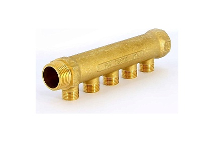 Коллектор Tiemme 5 отводов, 1"х1/2(16) (латунь) 1910011 / 1925G060405