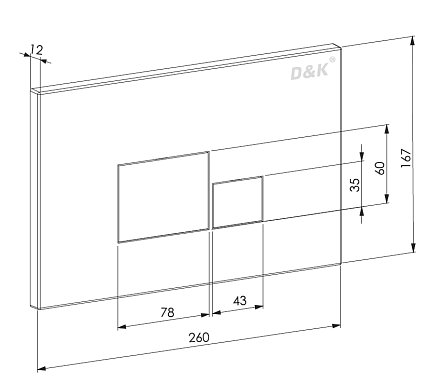 Кнопка смыва D&K Quadro DB1519001 хром