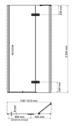 Душевая дверь WasserKRAFT Aller 10H05RBLACK 120x200 правая