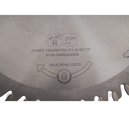 Диск отрезной для ламината и МДФ (190x30x2.6/1.6 мм; Z=52 TFZ) PROCUT 755.1903052
