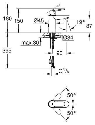 Смеситель для раковины Grohe BauEdge 23329000