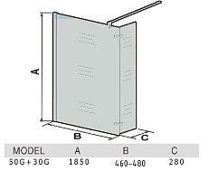 Душевая перегородка WeltWasser WW400 50G+30G (50+30)x185 прозрачная, 10000006434