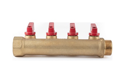 Коллектор с шаровыми кранами PROFACTOR в/н 3/4" х 4 вых 1/2"нар PF MV 264.4