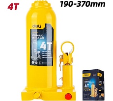 Домкрат бутылочный гидравлический 4т DQ71004 (высота подъема 190-370мм) Deli 130439