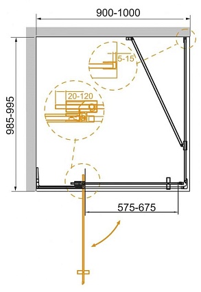 Душевой уголок Cezares Slider SLIDER-AH-1-100-90/100-GRIGIO-BORO 100x90/100 серое, брашированное золото