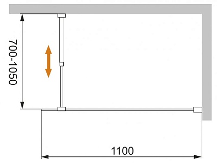 Душевая перегородка Cezares LIBERTA-L-1-110-GR-NERO 110x195 тонированный графит, профиль черный