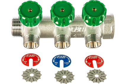 Регулируемый коллектор с 3 отводами FAR 1" М24х19 FK 3850 C1