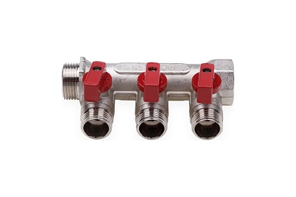 Резьбовой коллектор с кранами Aqualink вн-нар 3/4, 1/2х4 2426