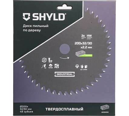 Пильный диск SHYLD по дереву твердосплавный 200x32/30 мм, 48 зубьев 6692469