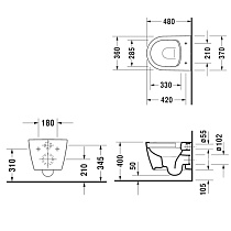 Подвесной унитаз Duravit ME by Starck Compact Rimless (с крышкой SoftClose) 45300900A1