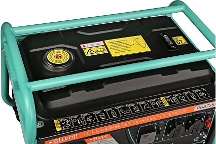 Бензогенератор Sturm 6500 ВА, AVR (Авто. Рег.Напр.), ручной старт, 73 кг, бак 25 л PG8765N
