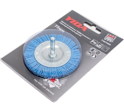 Щетка плоская из нейлона YIDA 75 мм, с переходником для дрели TORGWIN T407099