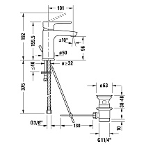 Смеситель для раковины Duravit B.1 B11010001010, с донным клапаном