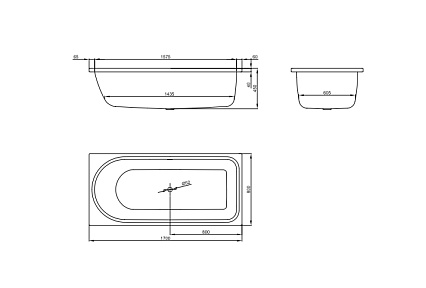 Стальная ванна Bette Ocean 8765-000 170x80 область ног спереди/перелив сзади с шумоизоляцией