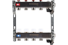 Коллектор из нержавеющей стали Rommer без расходомеров, с клапаном вып. воздуха и сливом, 4 выхода Rms-3201-000004 RG0091LAMUMC8U