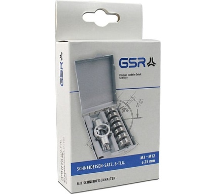 Набор плашек GSR 25х9 HSSG М3-М12 + Плашкодержатель 25х9 00708030