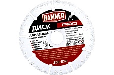 Диск алмазный универсальный PRO 206-232 (125х22 мм) Hammer 596676