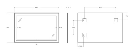 Зеркало BelBagno SPC-KRAFT-1200-800-SENS-NERO 120x80 см сенсорный выключатель, черный